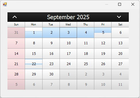 MonthCalendar preview