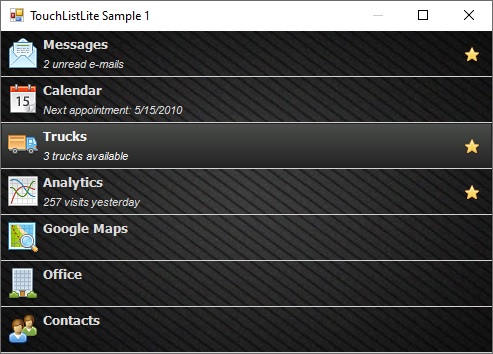 TouchListLite preview