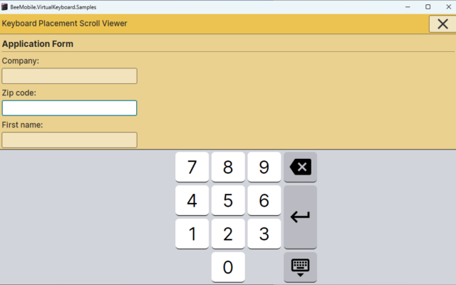 Virtual Keyboard - numeric layout