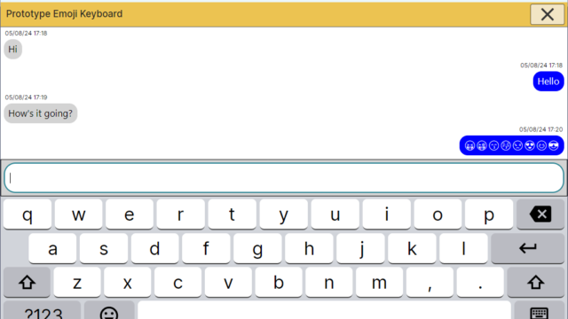 Shows emoji symbols submitted from Virtual Keyboard Shows emoji symbols submitted from Virtual Keyboard